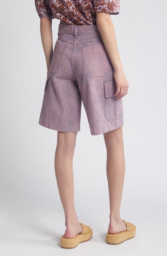 Shop Sessun Sessùn Captino High Waist Denim Bermuda Cargo Shorts In Kraft Violet