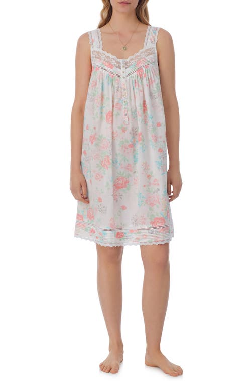 Shop Eileen West Floral Lace Trim Cotton Lawn Chemise<br /> In Watercolor Floral