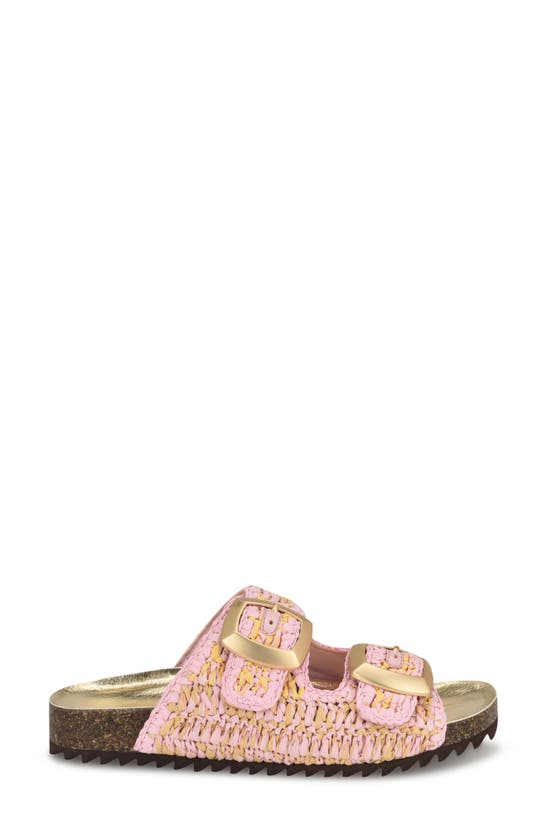 Nine West Tenly Raffia Slide Sandal In Medium Pink