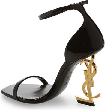 Saint Laurent Opyum YSL Logo-Heel Sandals with Golden Hardware - 40 EUR /  9.5 US
