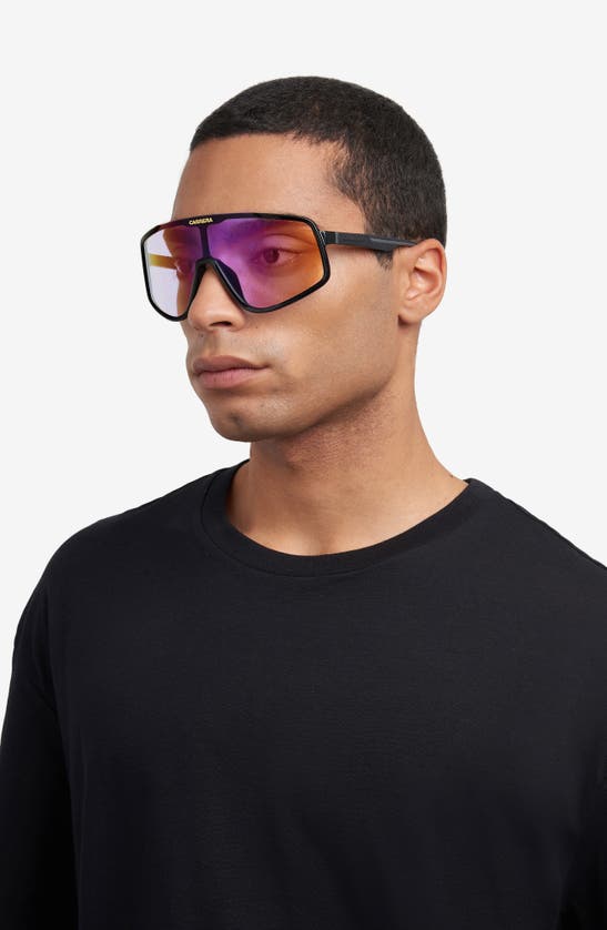 Shop Carrera Eyewear Festival 99mm Oversize Shield Sunglasses In Black/ Multilayer Viol