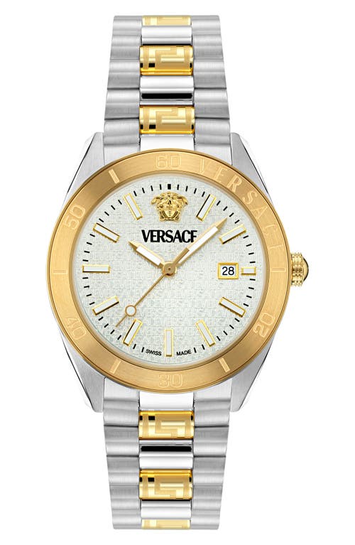 Versace Men's Swiss Two-tone Stainless Steel Bracelet Watch 42mm In Two Tone