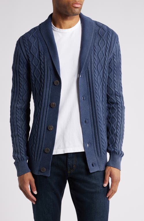 Schott NYC Stonewashed Cable Knit Cardigan in Navy 