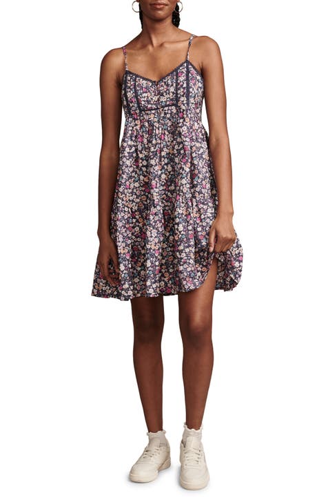 NWT Lucky Brand Floral Linen Blend Sleeveless Mini Dress Size Large