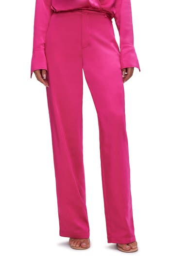GOOD AMERICAN GOOD AMERICAN WASHED SATIN STRAIGHT LEG PANTS