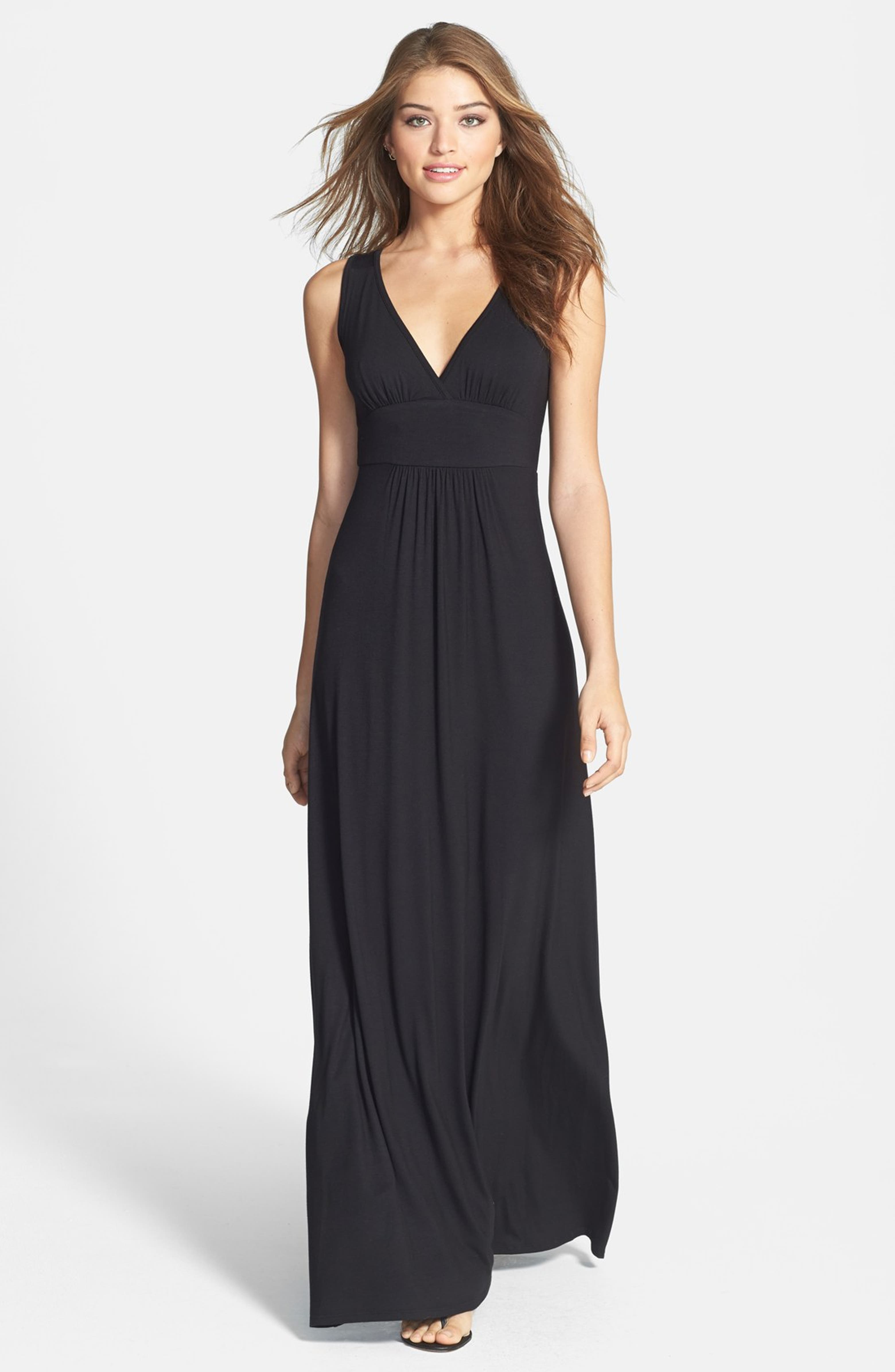 Loveappella VNeck Stretch Knit Maxi Dress Nordstrom