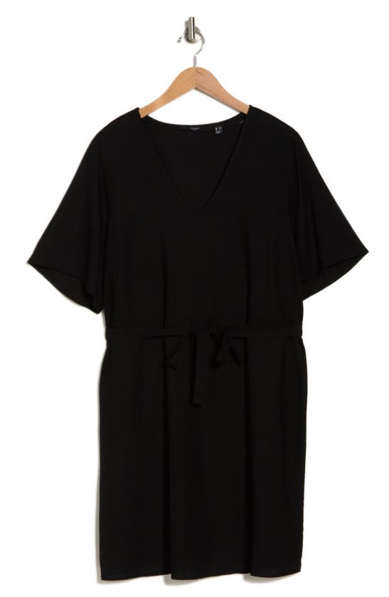 Shop Vero Moda Short Sleeve Tie Waist Dress In Black