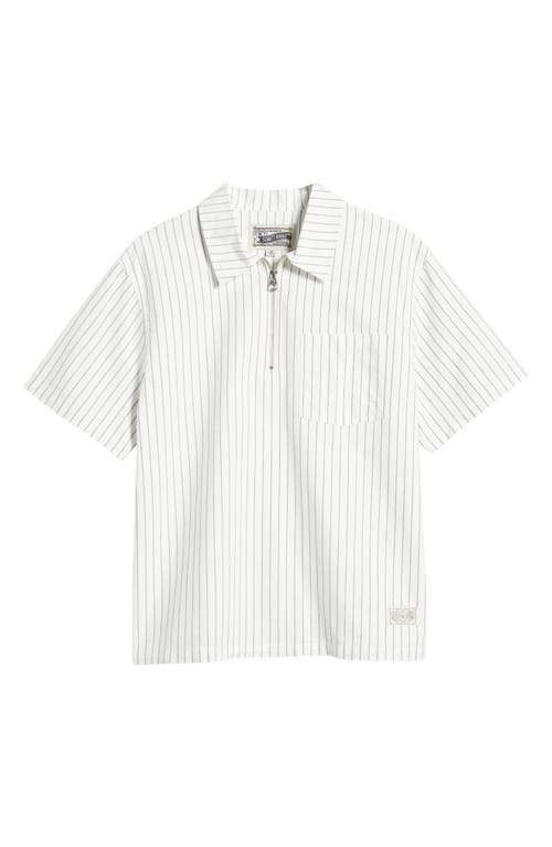 Shop Schott Nyc Stripe Quarter Zip Shirt In White