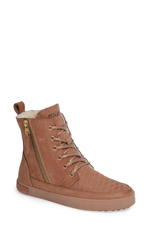 Blackstone QL64 High Top Sneaker with Genuine Shearling Lining in Cafe Au Lait Leather