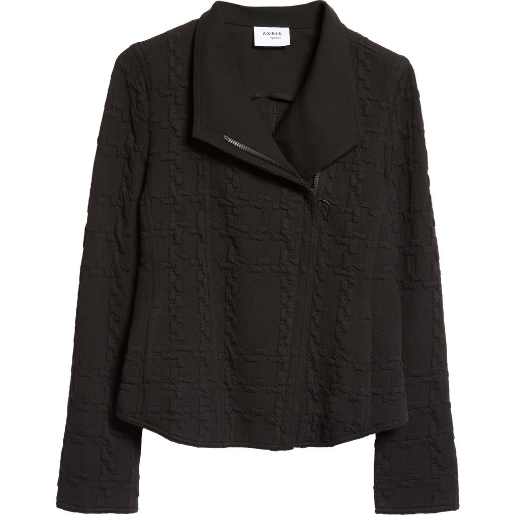 Akris Punto Jacquard Biker Jacket In Black