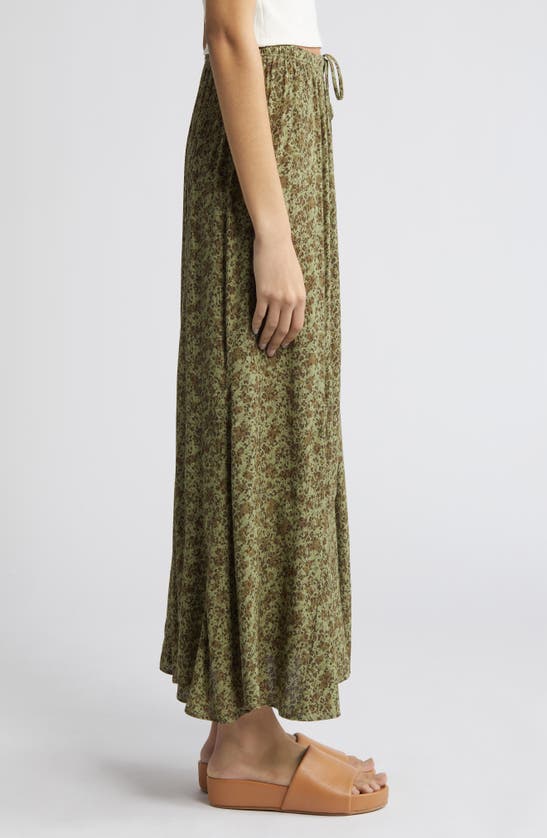 Shop Treasure & Bond Flowy Maxi Skirt In Olive Kalamata Lora Floral
