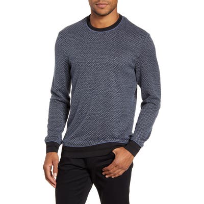 Vince Camuto Slim Fit Diamond Textured Crewneck Sweater, Black