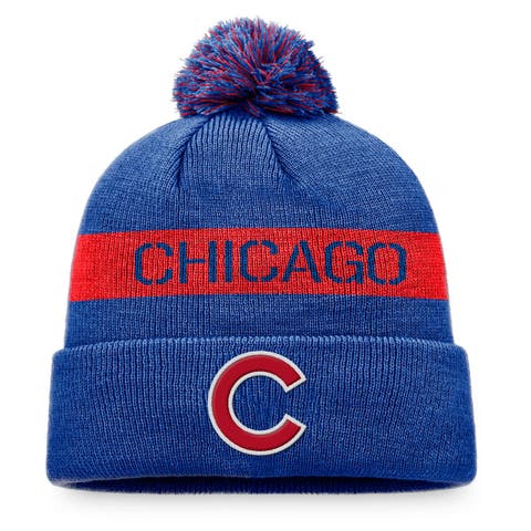 Men's Fanatics Branded Royal/Red Chicago Cubs Cooperstown Collection Cuffed Knit Hat with Pom