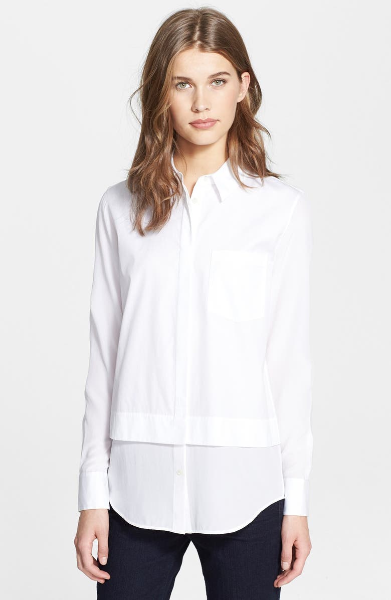 Vince Mixed Media Button-Up Shirt | Nordstrom