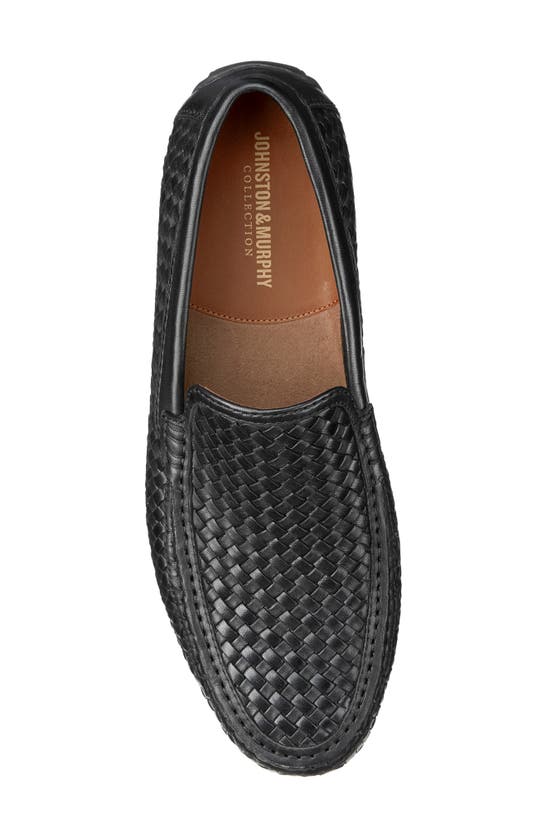 Shop Johnston & Murphy Collection Baldwin Woven Moc Toe Driving Shoe In Black Sheepskin