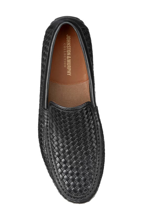 Johnston & Murphy Collection Baldwin Woven Moc Toe Driving Shoe In Black Sheepskin