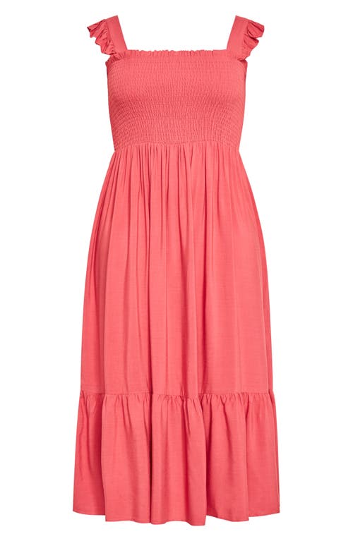 Shop City Chic Hally Smocked Midi Sundress In Desert Rose