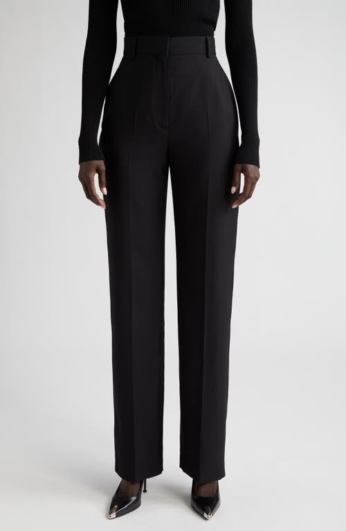 Alexander McQueen Relaxed High Waist Wide Leg Wool Trousers in 1000 Black at Nordstrom, Size 4 Us
