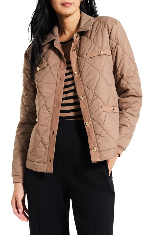 NIC+ZOE Onion Quilted Mixed Media Puffer Jacket in Stucco