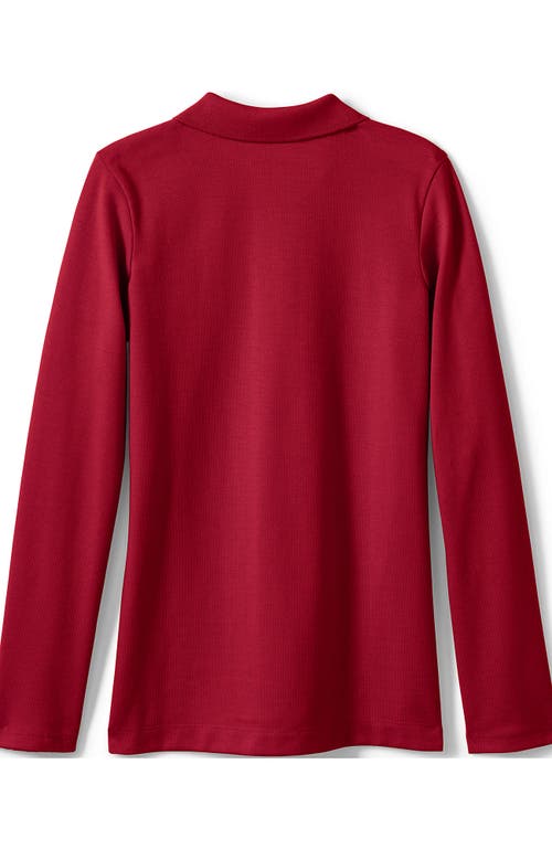 Shop Lands' End School Uniform Girls Long Sleeve Feminine Fit Mesh Polo Shirt In Red