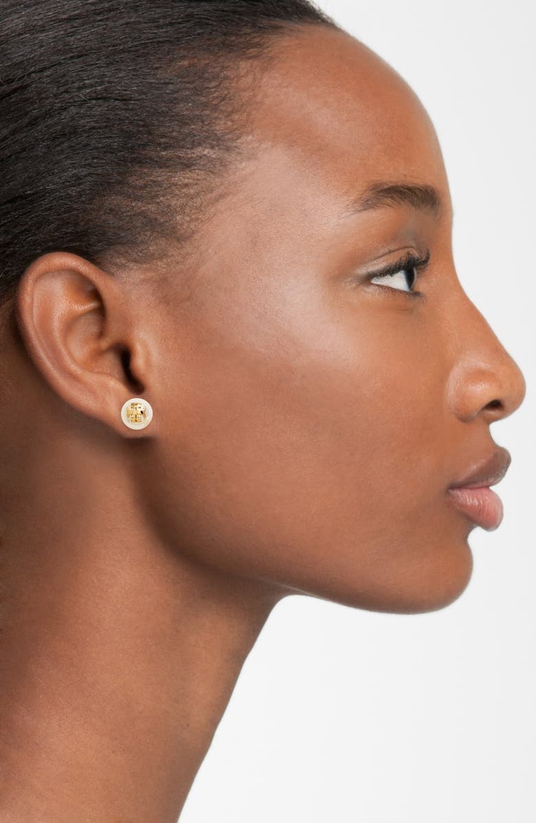 Tory Burch Swarovski Crystal Pearl Logo Stud Earrings | Nordstrom
