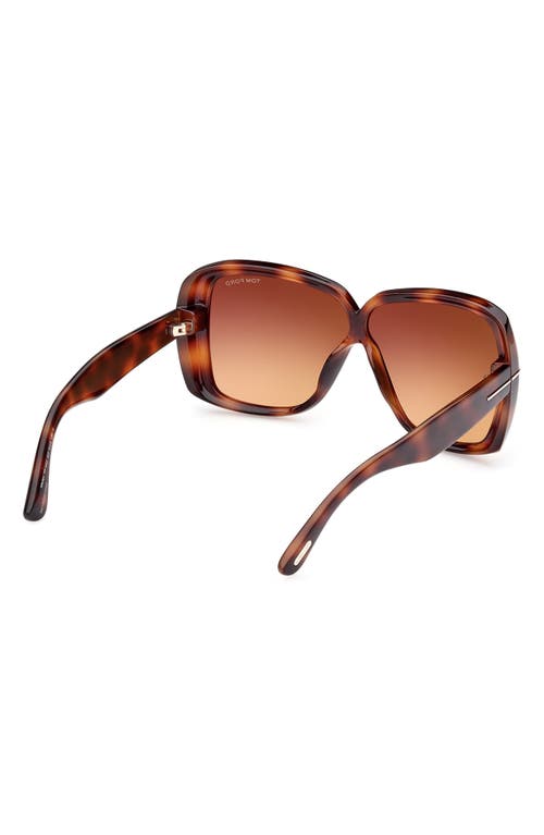 Shop Tom Ford 61mm Geometric Sunglasses In Dark Havana/gradient Brown