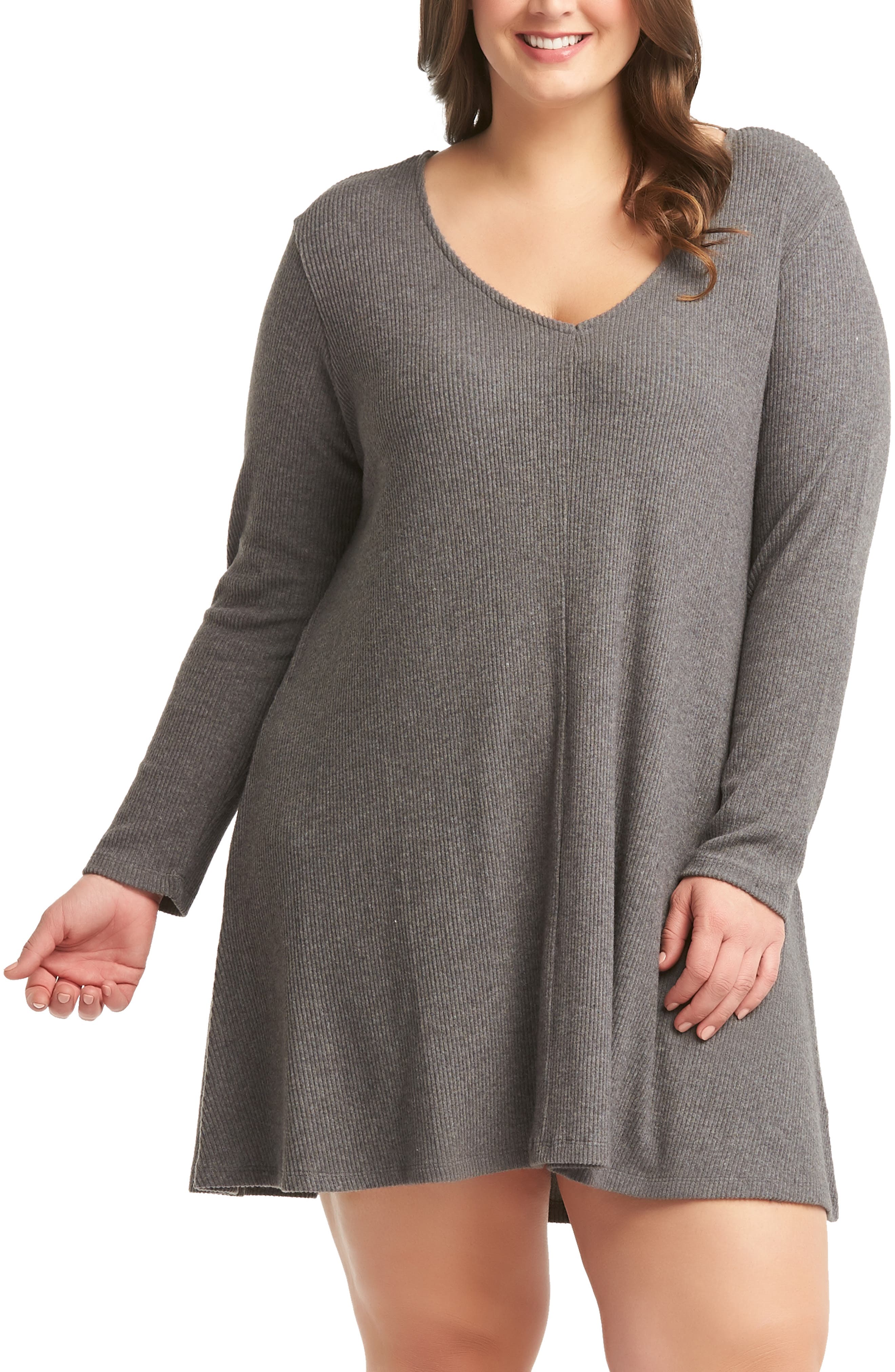 Plus Size Lemon Tart Gina Sweater Minidress, Grey