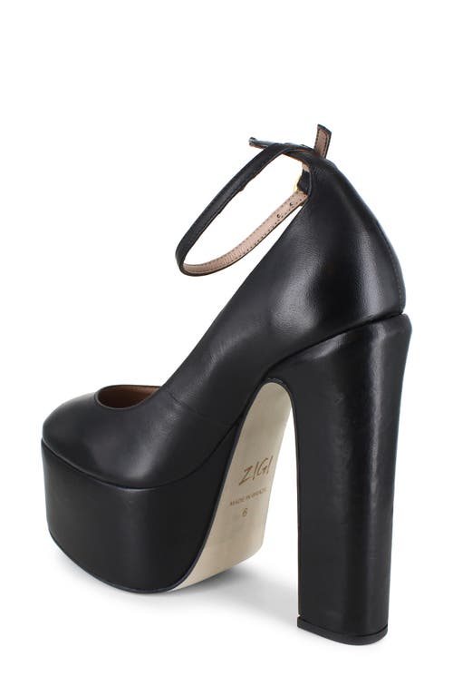 Zigi Nikole Ankle Strap Platform Pump In Black Leather