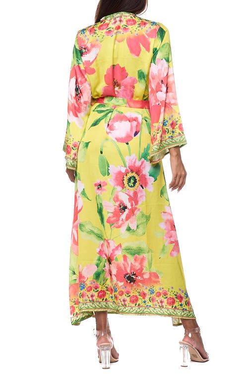 Shop Ranee's Ranees Tie Waist Longline Cover-up Duster In Yellow