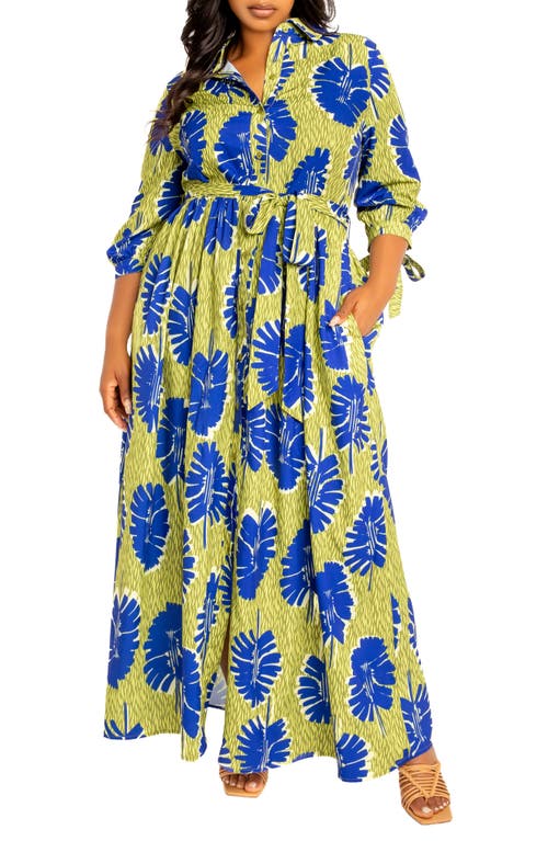 BUXOM COUTURE Mixed Print Maxi Shirtdress Multi at Nordstrom,