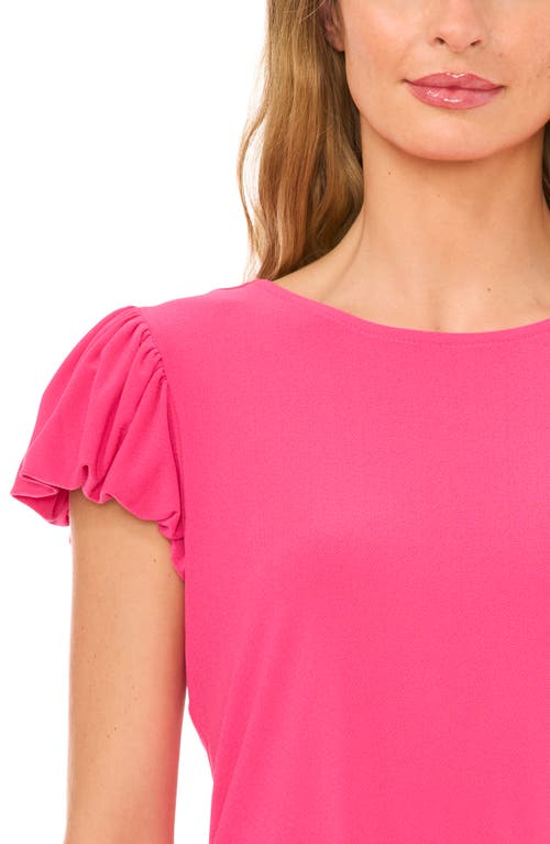 Shop Cece Bubble Sleeve Stretch Crepe Knit Top In Bright Rose Pink