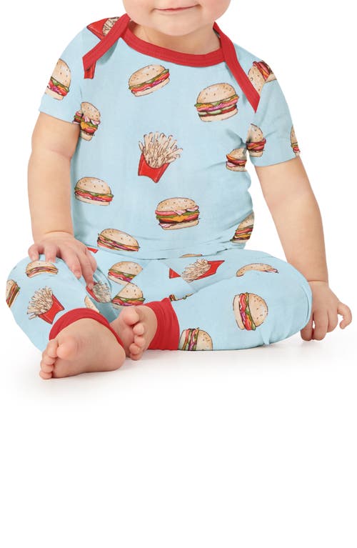BedHead Pajamas Burgers & Fries Fitted Two-Piece Stretch Organic Cotton Pajamas in Burgers And Fries