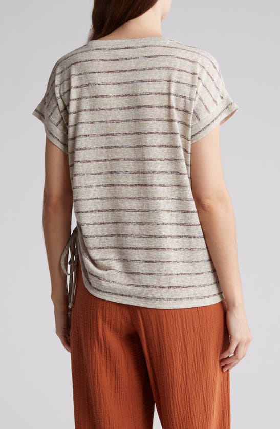 Shop Caslon Drawstring T-shirt In Beige Oatmeal- Taupe Stripe