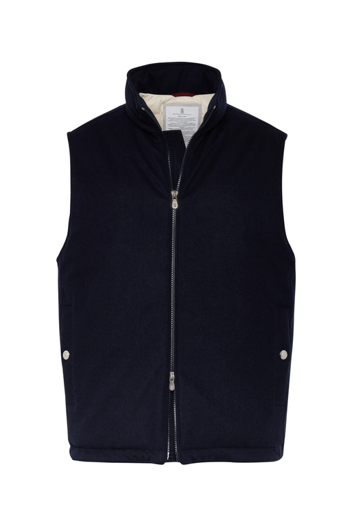 Shop Brunello Cucinelli Flannel Down Vest In Blue