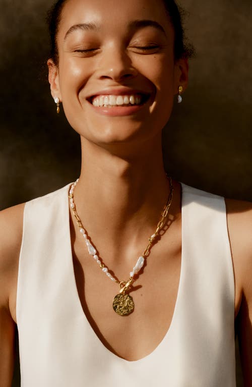 Monica Vinader X Amy Powney Keshi Pearl Necklace In 18ct Gold Vermeil/pearl