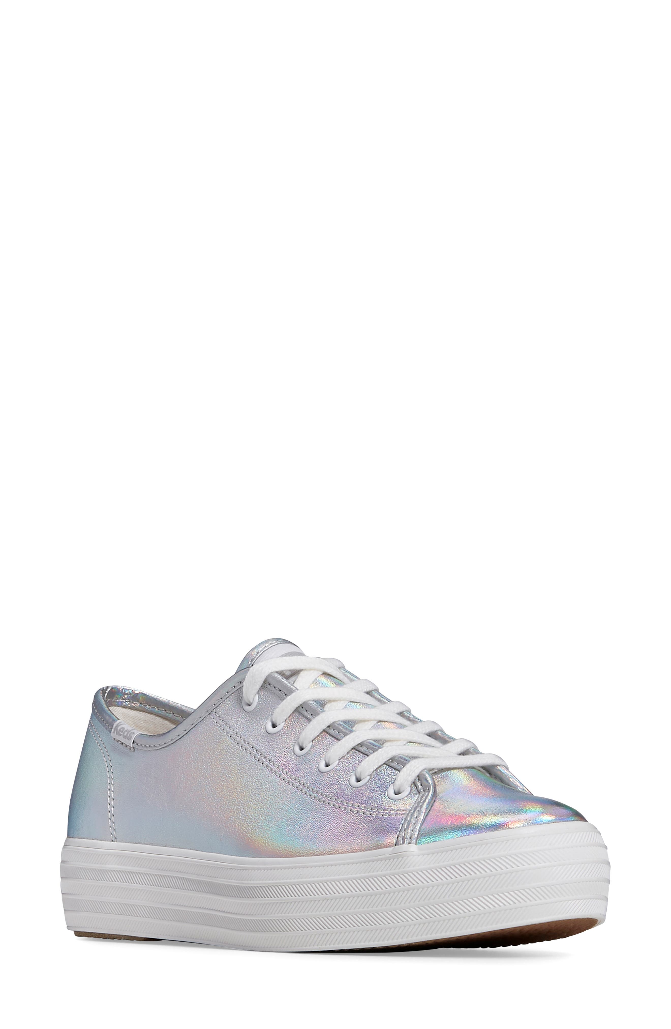 Keds® Triple Kick Platform Sneaker in Silver Multi Leather 