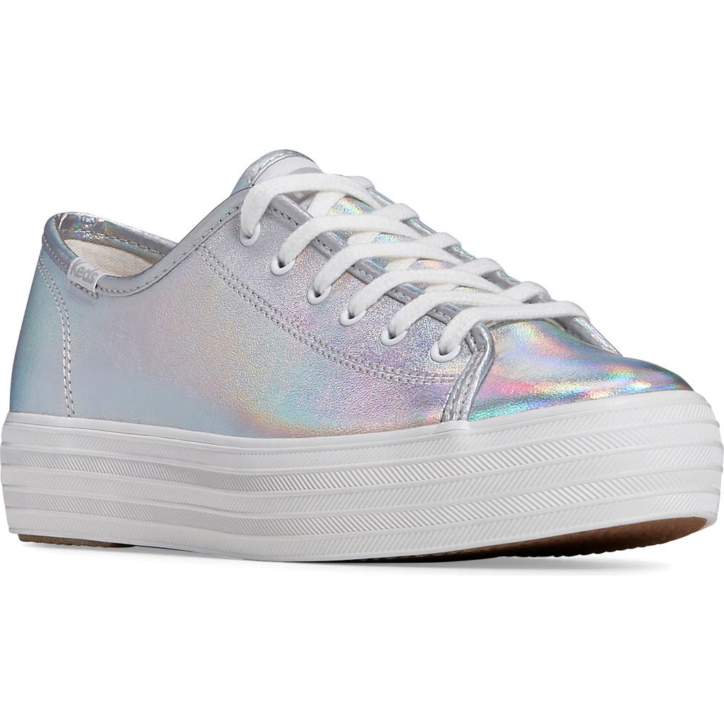 Keds® Triple Kick Platform Sneaker in Silver Multi Leather