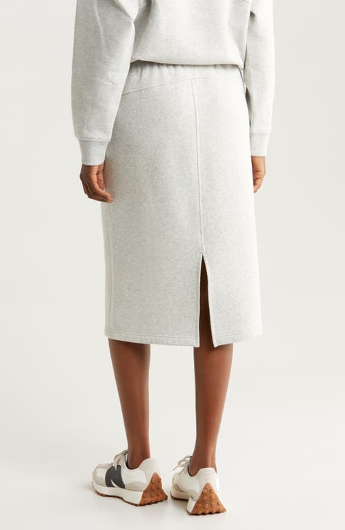 Shop Zella Cloud Fleece Midi Skirt In Grey Light Heather