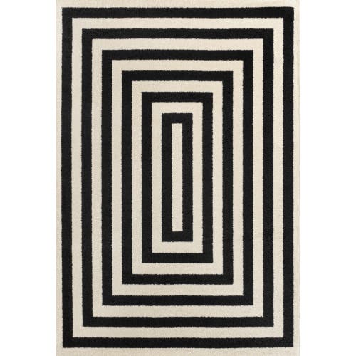 Jonathan Y Bandol Modern Classic Mitre Stripe Area Rug In Black/ivory