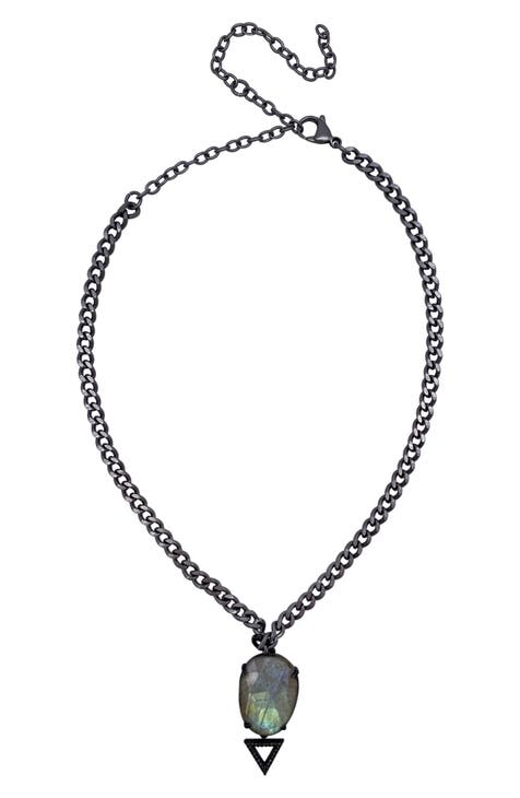 Labradorite & Diamond Pendant Necklace