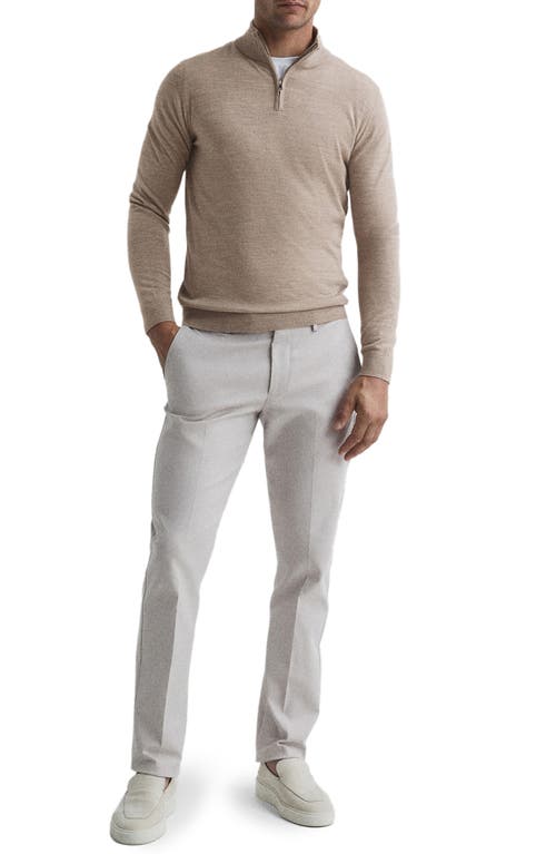 Shop Reiss Blackhall Quarter Zip Wool Sweater In Wheat Melange