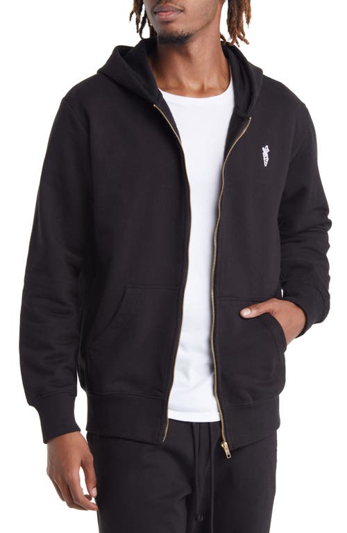 CARROTS BY ANWAR CARROTS Wordmark Appliqué Zip Hoodie in Black