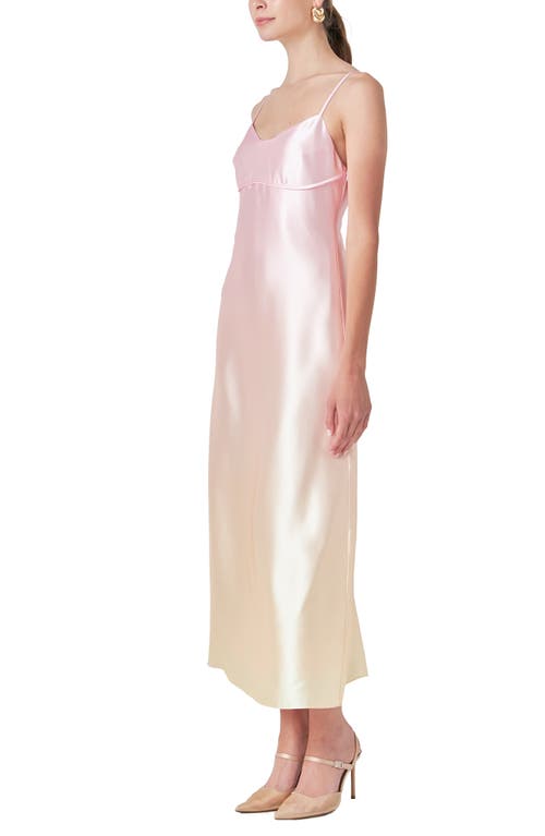 Shop Endless Rose Ombré Empire Waist Satin Slipdress In Pink Multi