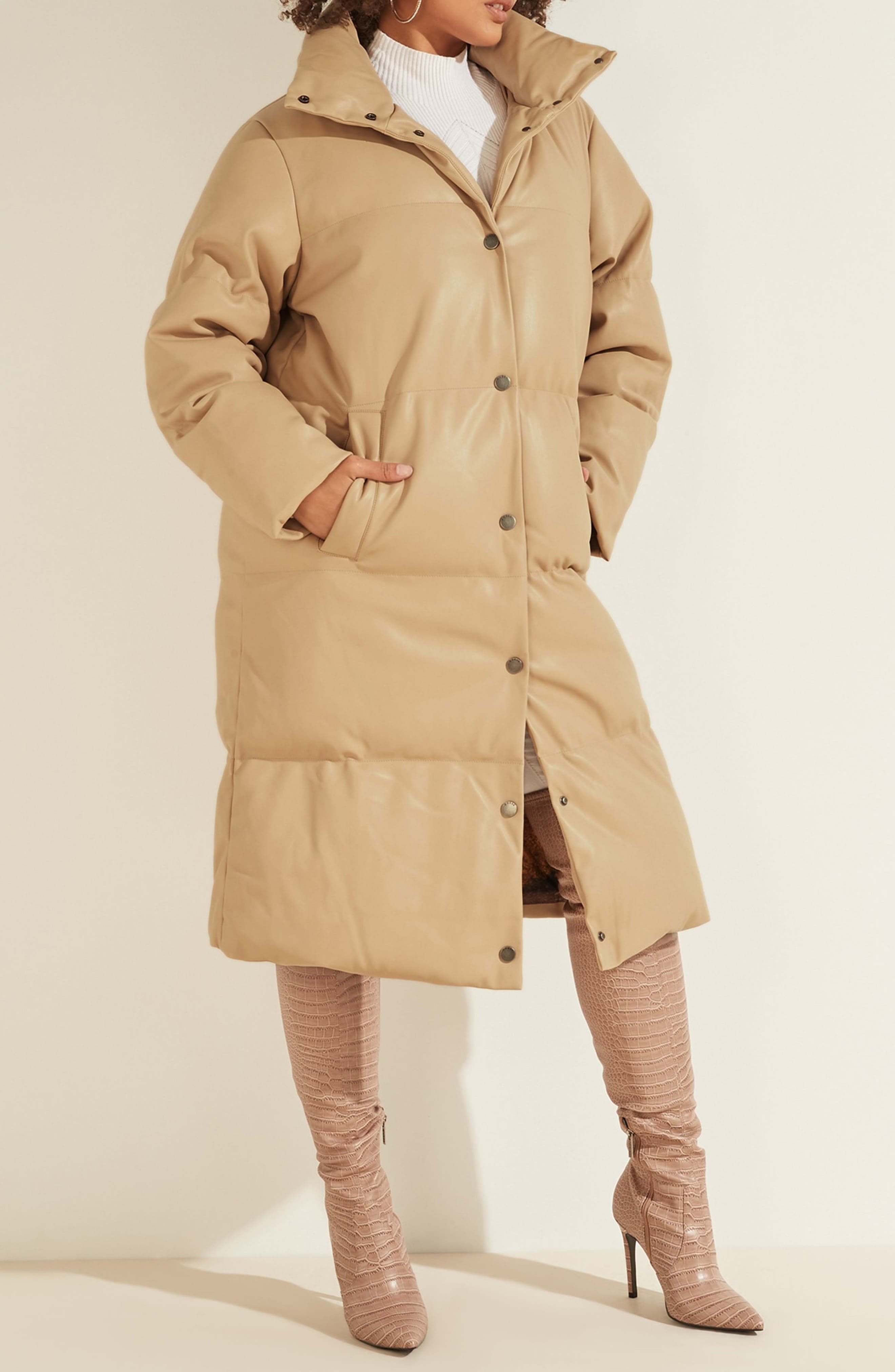 long tan puffer jacket