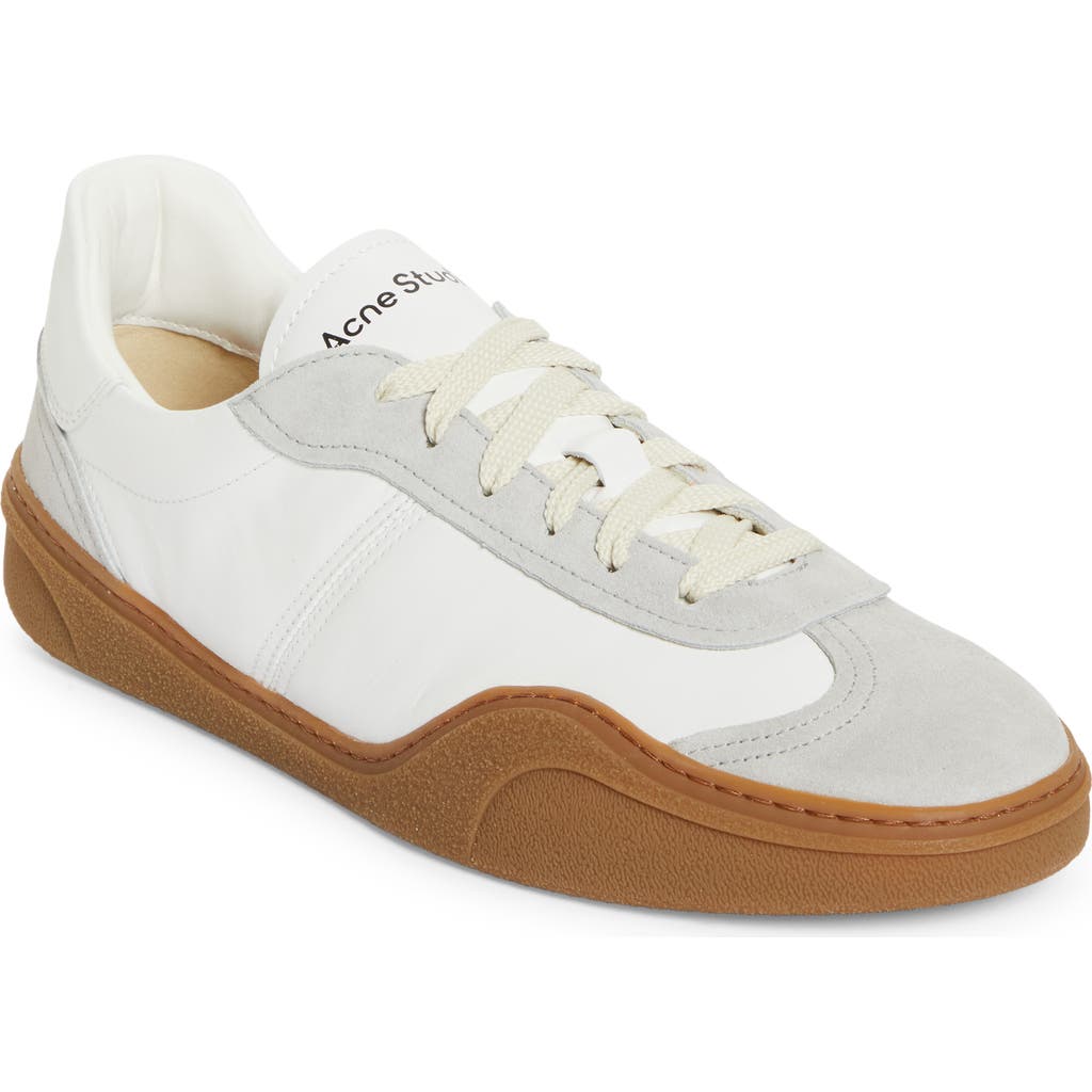 Acne Studios Bars Low Suede-trimmed Leather Sneakers In White