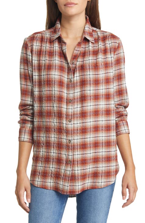 Lauren Ralph Lauren Flannel Button Front Shirt Womens Plus 1X Red Plaid  Cotton