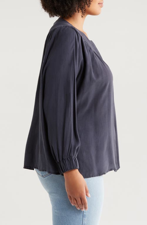 Shop Harshman Miku Long Sleeve Button-up Top In Navy