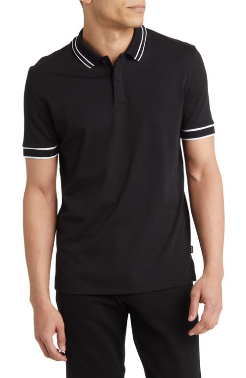BOSS Parlay Tipped Cotton Polo Black at Nordstrom,