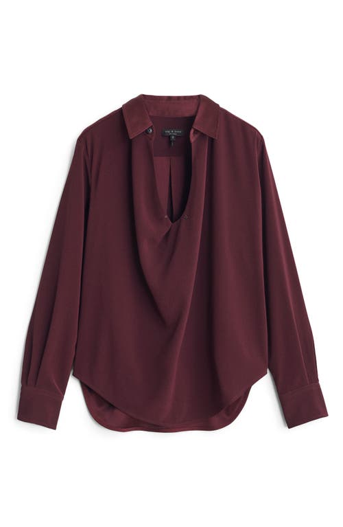 Rag & Bone Phillipa Draped Long-sleeve Blouse In Wine