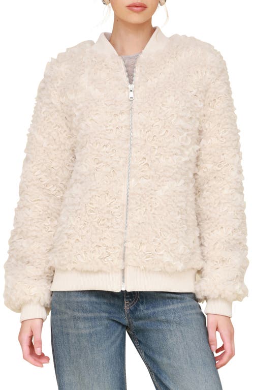 Shop Avec Les Filles Oversize Faux Shearling Bomber Jacket In Cream